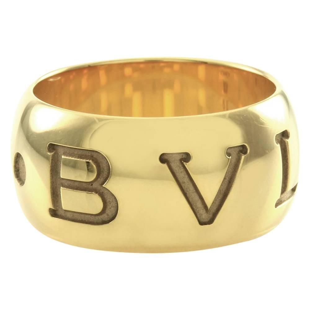Bulgari Monologo Collection Gold Band Ring For Sale