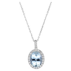 Gilin 18k White Gold Diamond Pendant with Aquamarine