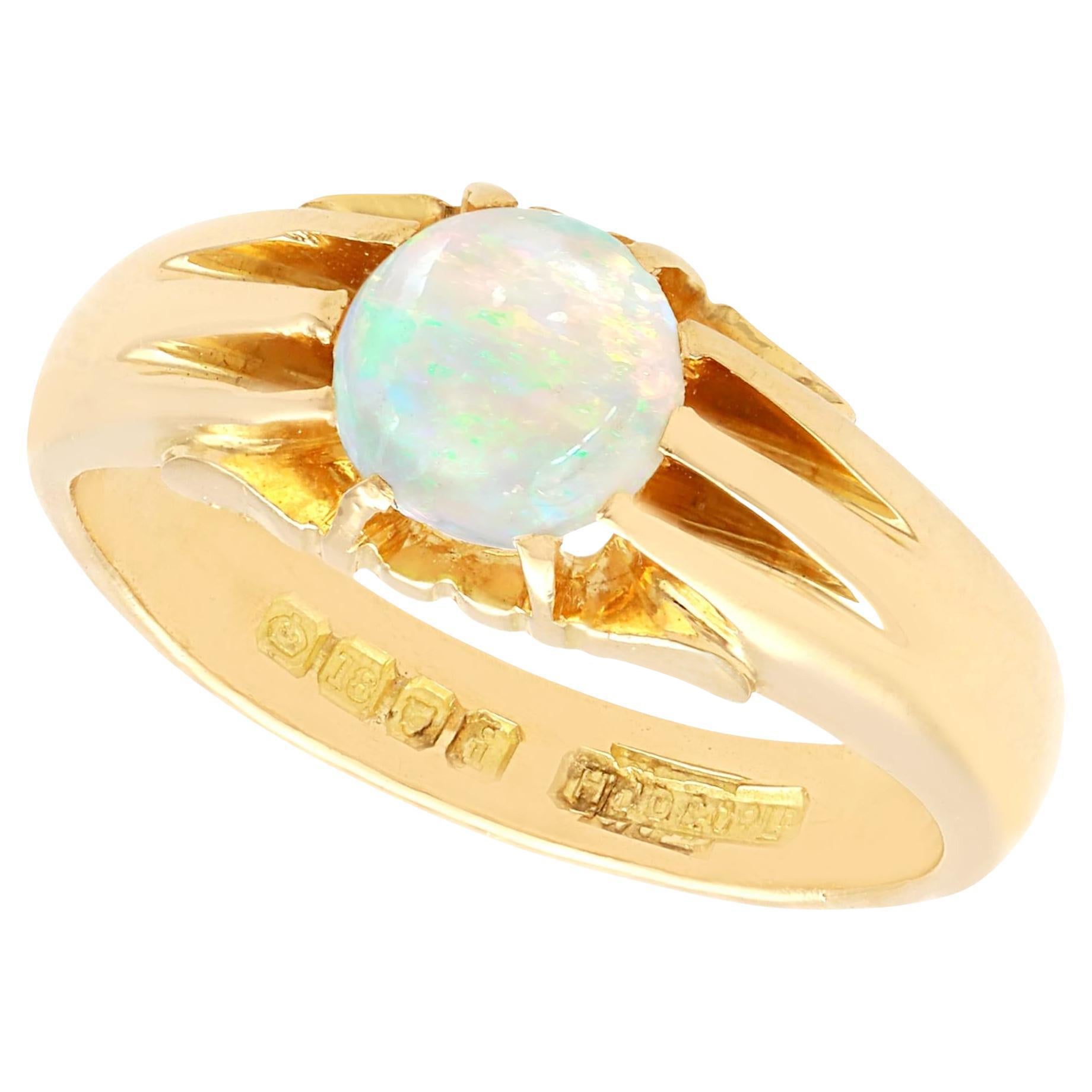 Vintage 0.68 Carat Opal and 18 Karat Yellow Gold Ring For Sale