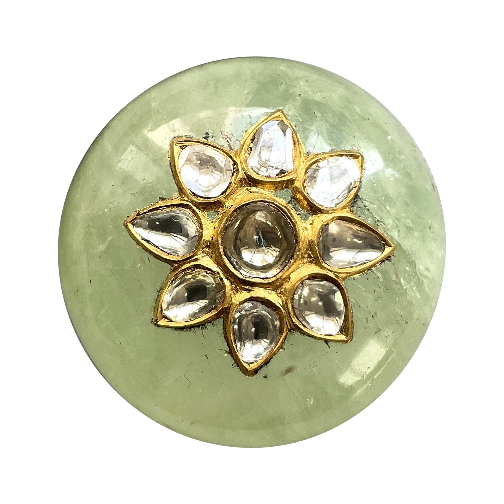 Antique Green Beryl 238.47carats Gem with 22kgold Handwork with Natural Diamonds For Sale