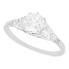 Antique 1.13 Carat Diamond and Platinum Solitaire Ring