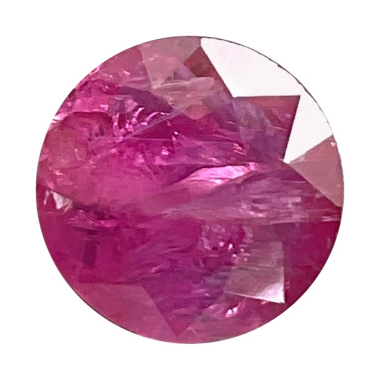 Pierre naturelle certifiée 5.10 carats rubis du Mozambique, taille ronde à facettes, sans chaleur en vente