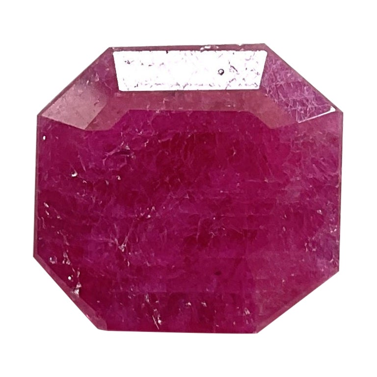 Certified 7.51 Carats Ruby Octagon Square Faceted Cut Stone No Heat Natural Gem For Sale