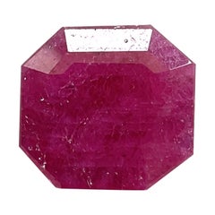 Certified 7.51 Carats Ruby Octagon Square Faceted Cut Stone No Heat Natural Gem