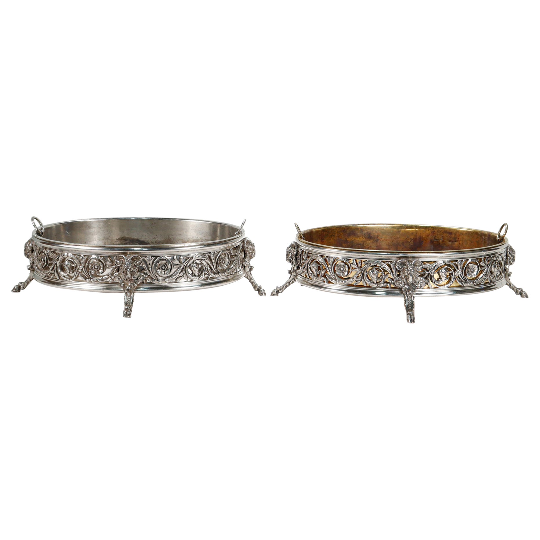 Pair of Antique Cardeilhac Paris French Silvered Bronze Centerpiece Bowls For Sale