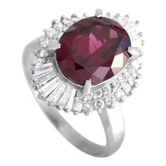 LB Exclusive Platinum 1.10 Carat Diamond and Garnet Ring