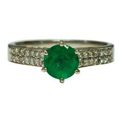 14k Gold, 0.50 Carat Colombian Emerald and Diamond Ring