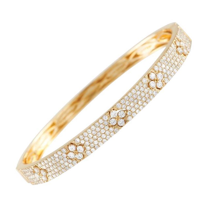 LB Exclusive 18k Yellow Gold 2.42 Carat Diamond Bangle Bracelet