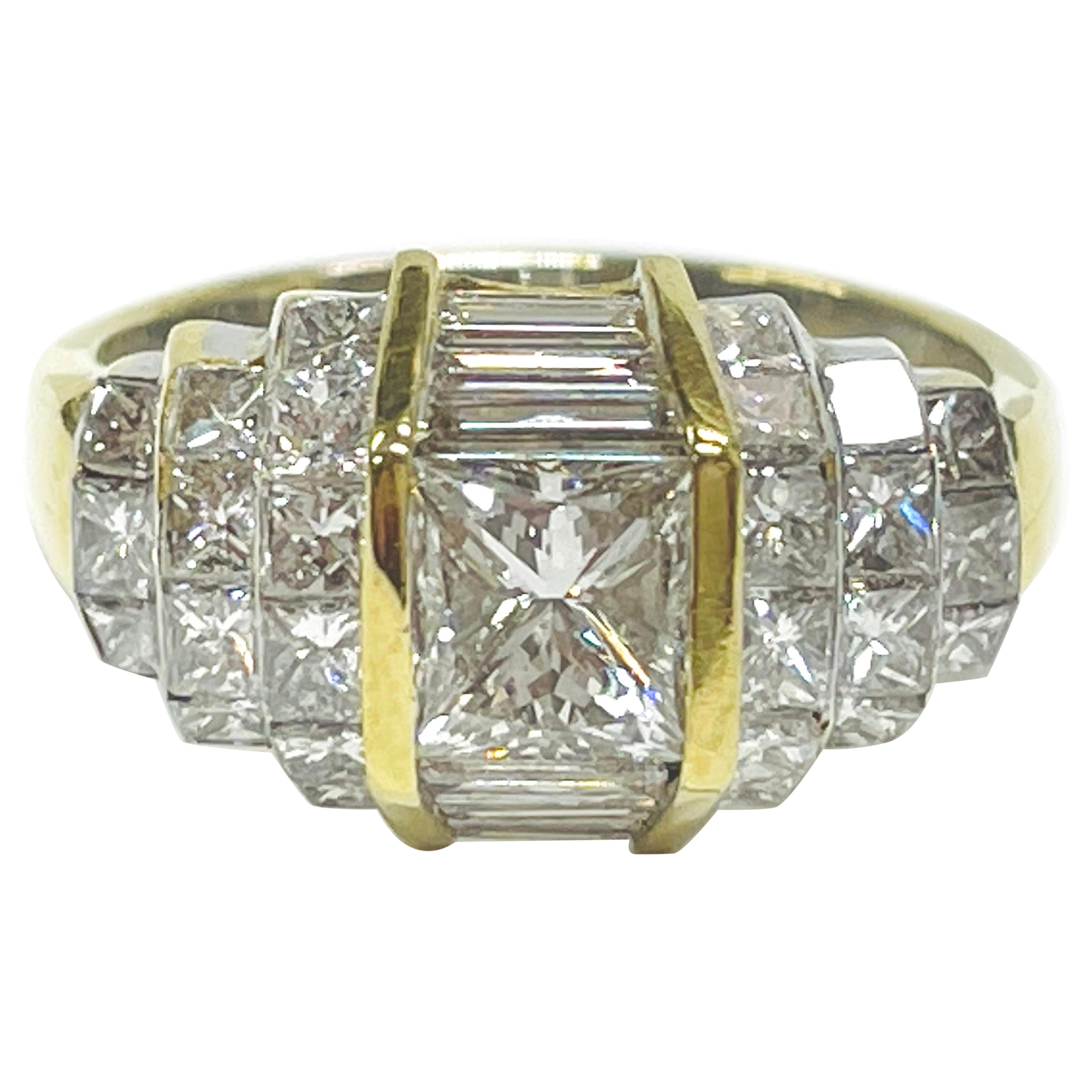 Bague en or jaune à diamants multiples en vente