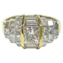 Bague en or jaune à diamants multiples