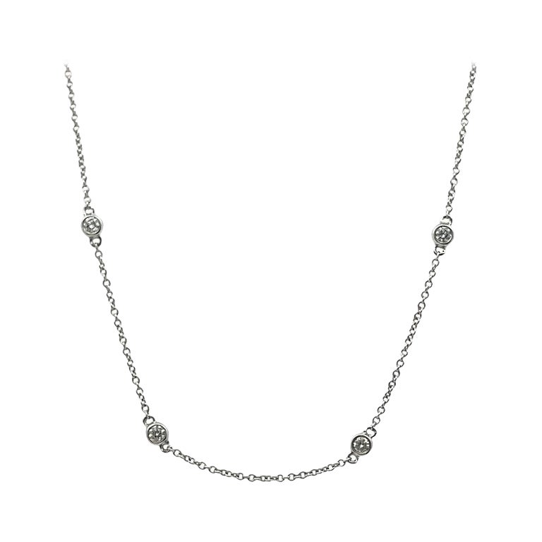 Diamond By Yard Necklace 0.38CT in 14K White Gold For Sale