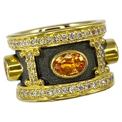 Georgios Collections Ring aus 18 Karat Gold mit gelbem Rhodium-Saphir und Diamant