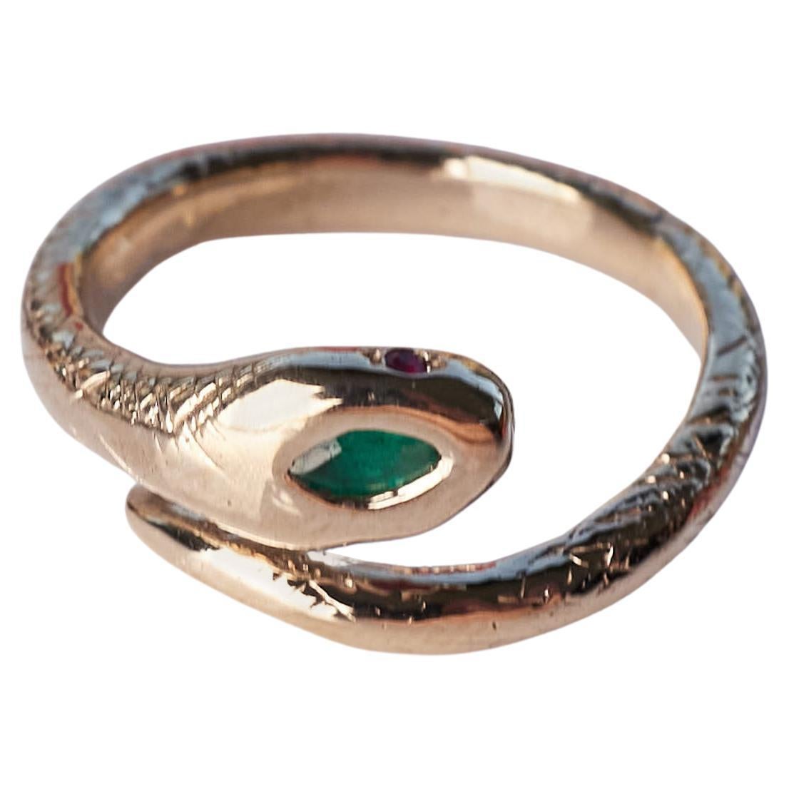 Marquis Emerald Snake Ring Gold
