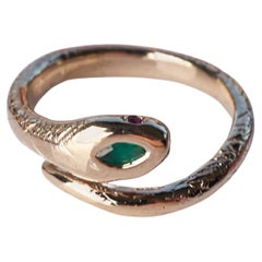 Marquis Emerald Snake Ring Gold