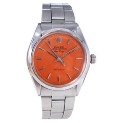Rolex Stainless Steel Air King with Custom Made Orange Dial, circa 1960s