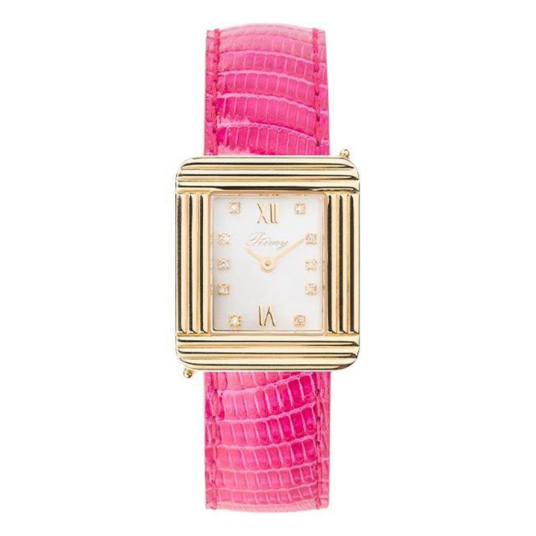 Ma Première Yellow Gold Watch, Pink Lizard Leather Strap, Ma Première Collection For Sale