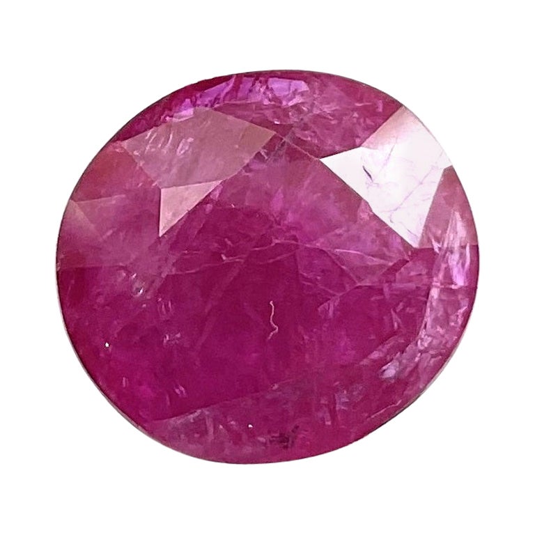 Certified 9.55 Carats No Heat Burmese Ruby Oval Faceted Cutstone Natural Gem For Sale