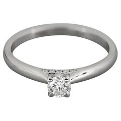 Solitaire Moissanite and Diamonds Engagement Ring in 14k Gold