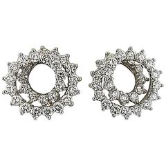 Tiffany & Co. Diamond Platinum Swirl Motif Earrings