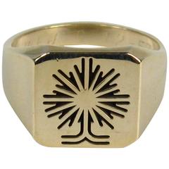 Mid Century Modernist Gold Tree Motif Ring 3