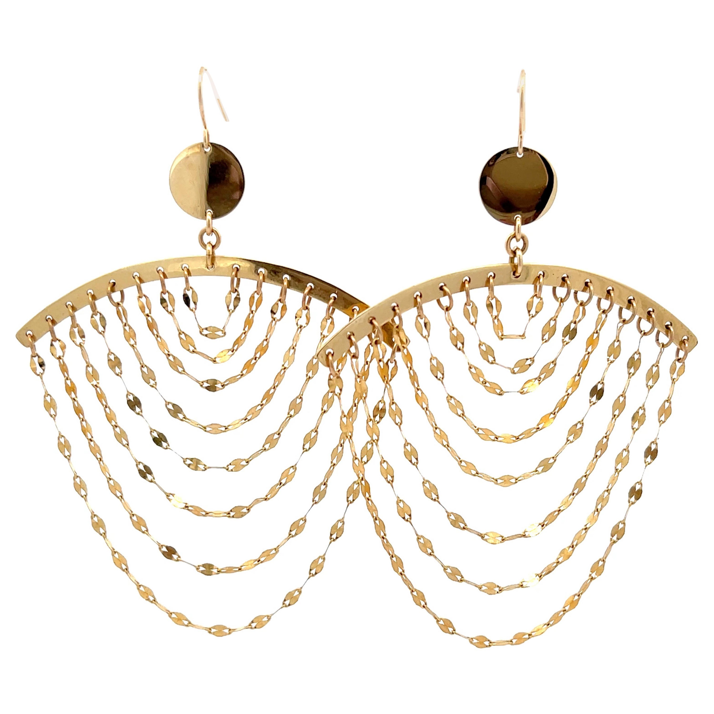 Lana Cascade Chandelier Earrings in 14k Yellow Gold For Sale