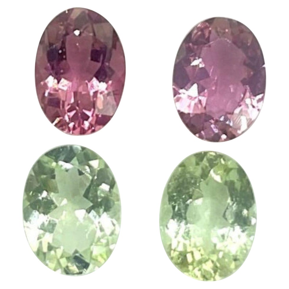 4.65 Carats Tourmaline Multi Color Pair, Pink and Green Tourmaline Ovals