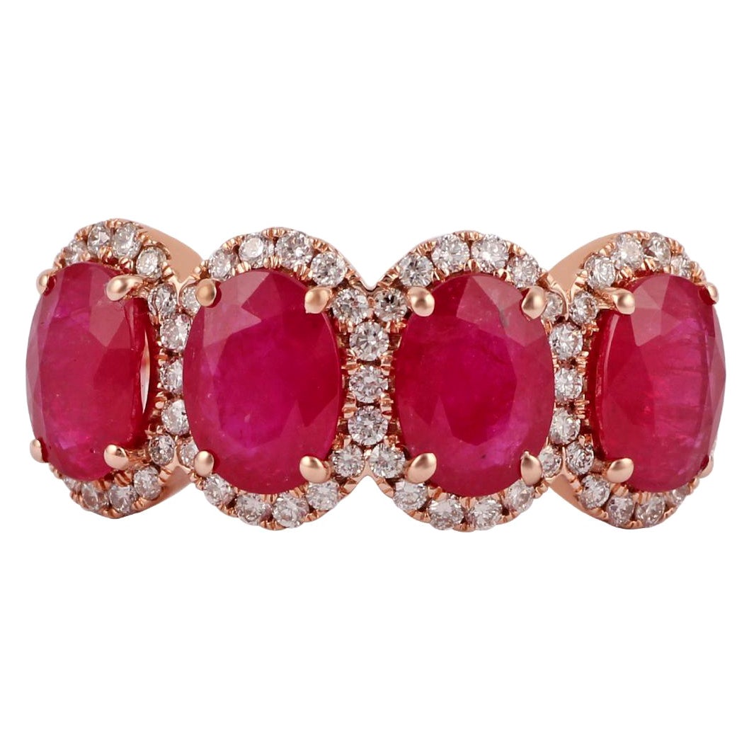 Ruby & Diamond Ring Studded in 18k Rose Gold