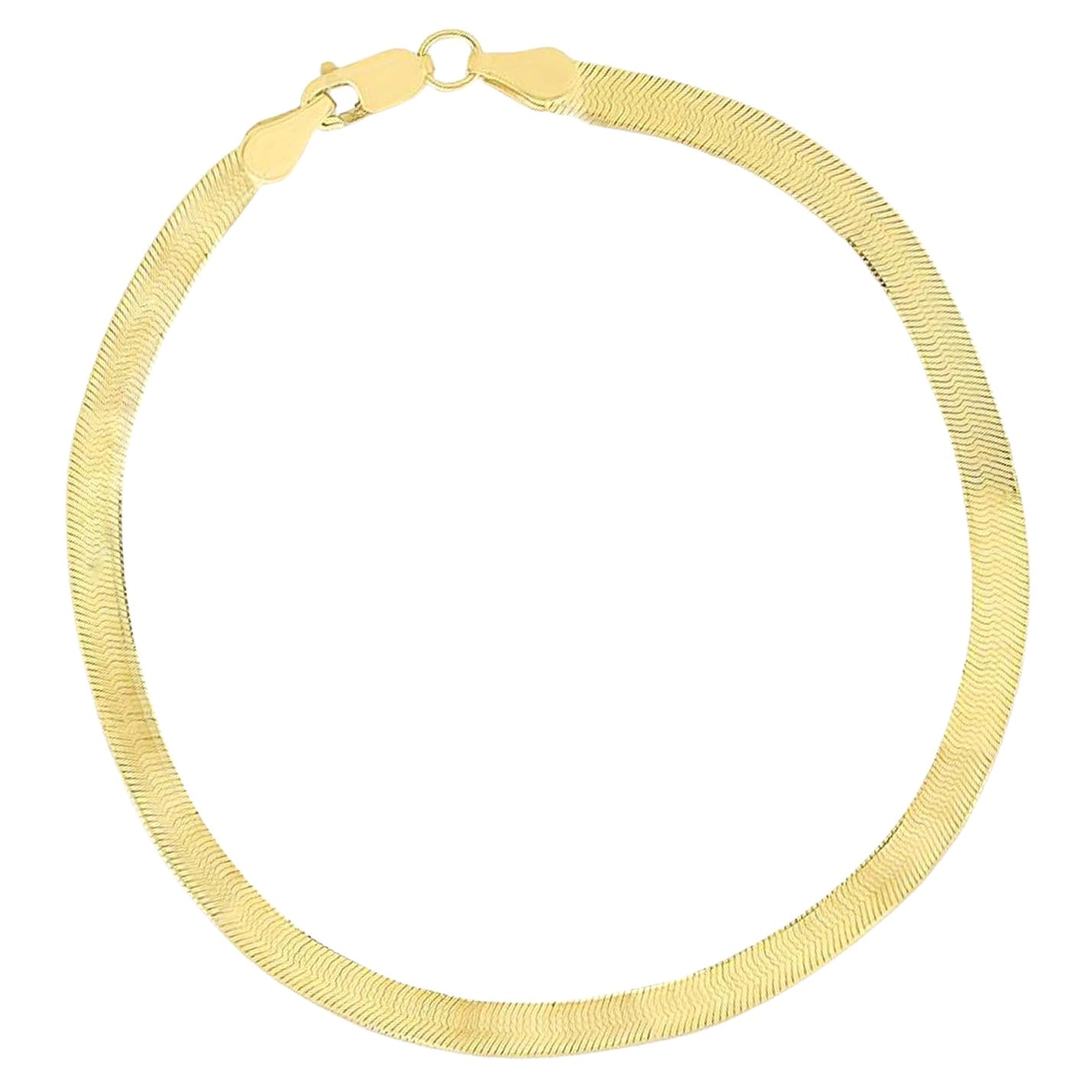 14k Yellow Gold Large Herringbone Bracelet For Sale