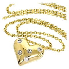 TIFFANY & Co. 18K Gold Platinum Etoile 5 Diamond Heart Pendant Necklace New 