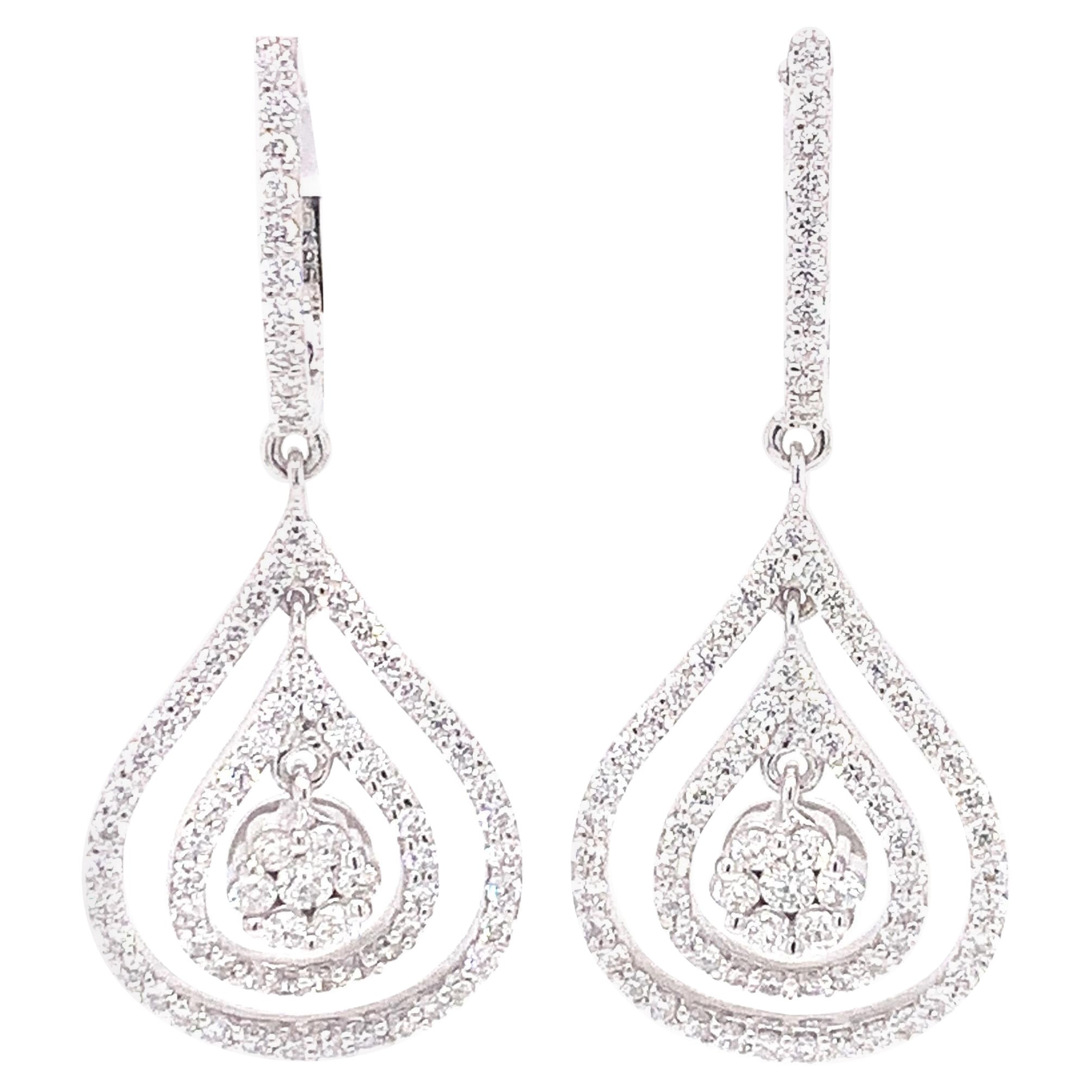 1.43 Carat Dangling Teardrop Diamond Earrings