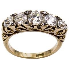 Classic Victorian Diamond Gold Half Hoop Ring 2