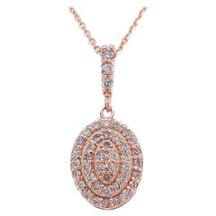 0.33 Carat Round Brilliant Pink Diamond Pendant Necklace 14k Rose Gold