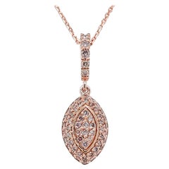 0.37 Carat Round Brilliant Pink Diamond Pendant Necklaces 14k Rose Gold