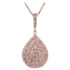 0.47 Carat Round Brilliant Pink Diamond Pendant Necklace 14k Rose Gold