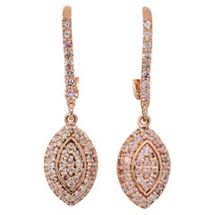 0.83 Carat Round Brilliant Pink Diamond Earrings 14 Karat Rose Gold
