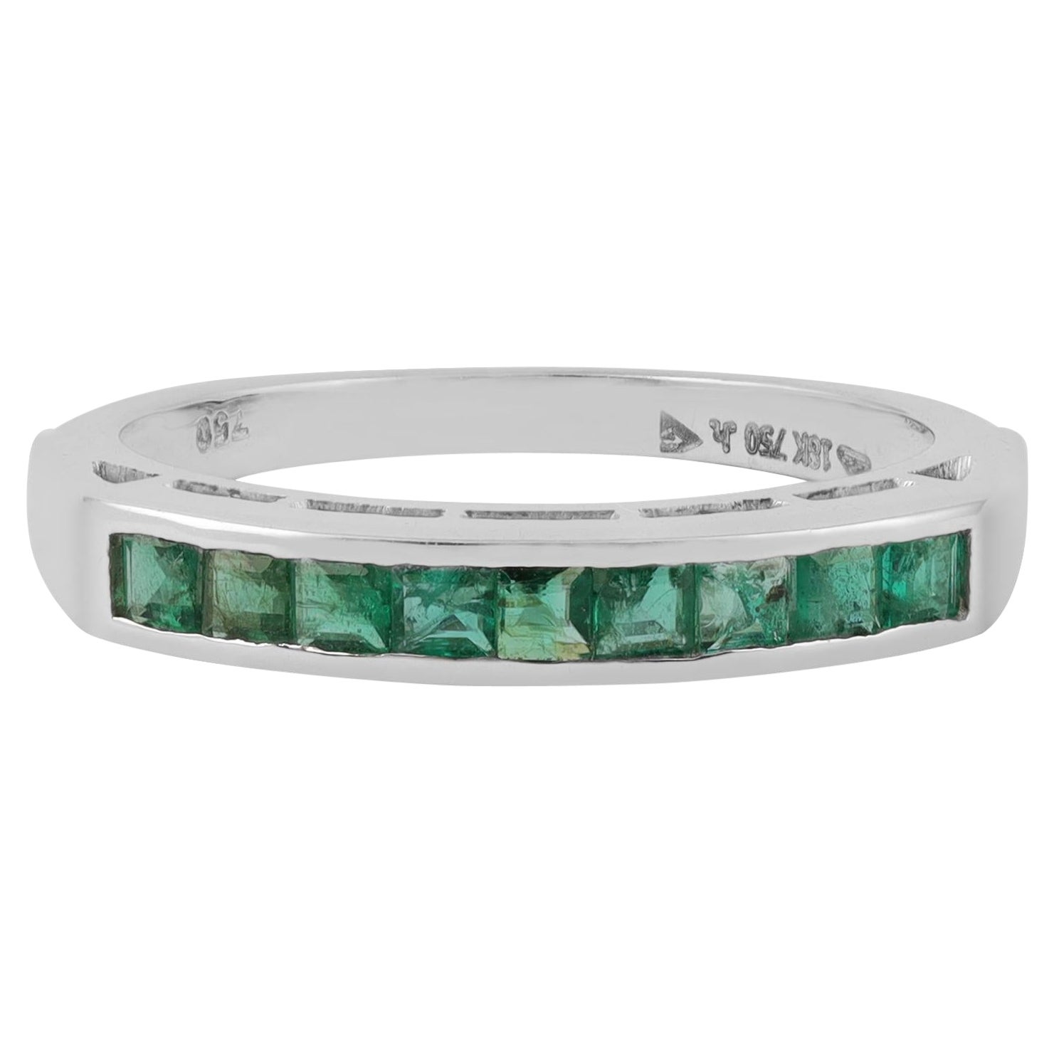 0.80 Carat Clear Emerald Half Band in 18k Gold For Sale