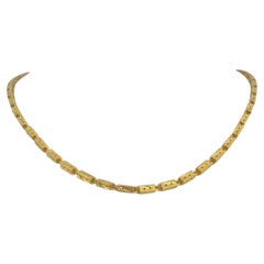 24 Karat Pure Yellow Gold Ladies Diamond Cut Bar Link Chain Necklace