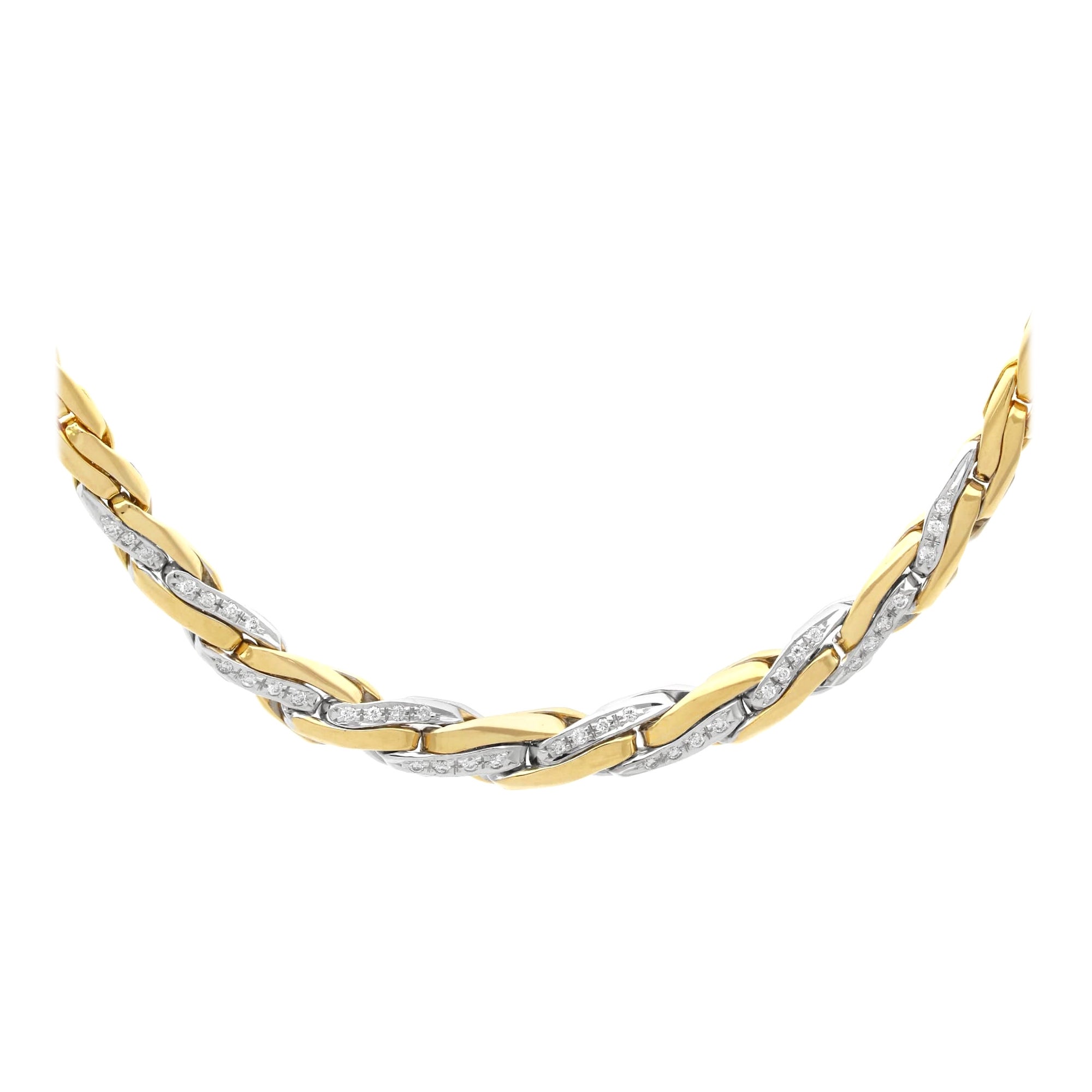 Vintage 0.62 Carat Diamond and 18k Yellow Gold Necklace For Sale