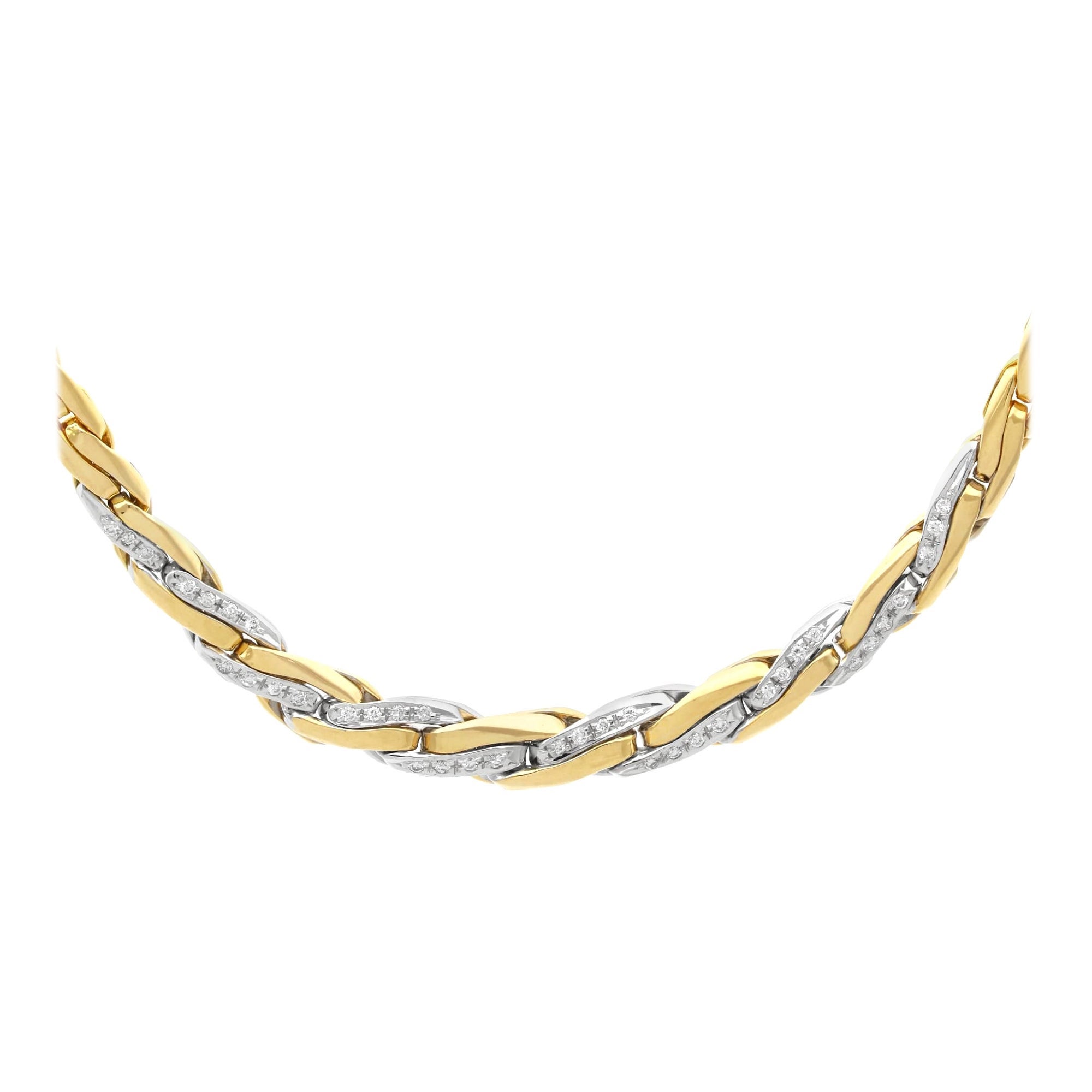 Vintage 0.62 Carat Diamond and 18k Yellow Gold Necklace For Sale