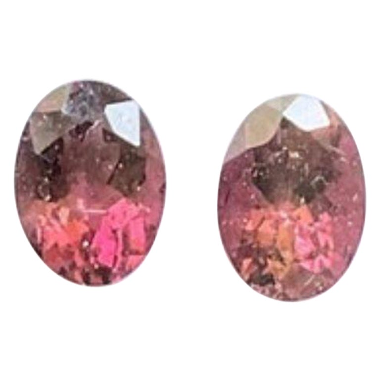 2.35 Carats Tourmaline Match Pair, Pink Tourmaline Faceted Ovals Cut Stones For Sale