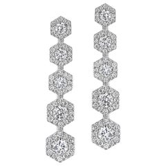 VL Cepher White Diamond 18k White Gold Long Cascading Lierne Earrings