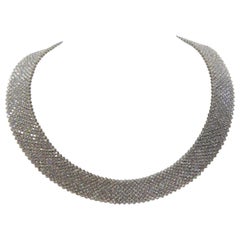 NWT $435, 962 Raro collar de malla de 61 quilates de diamantes de fantasía brillantes de 18 quilates