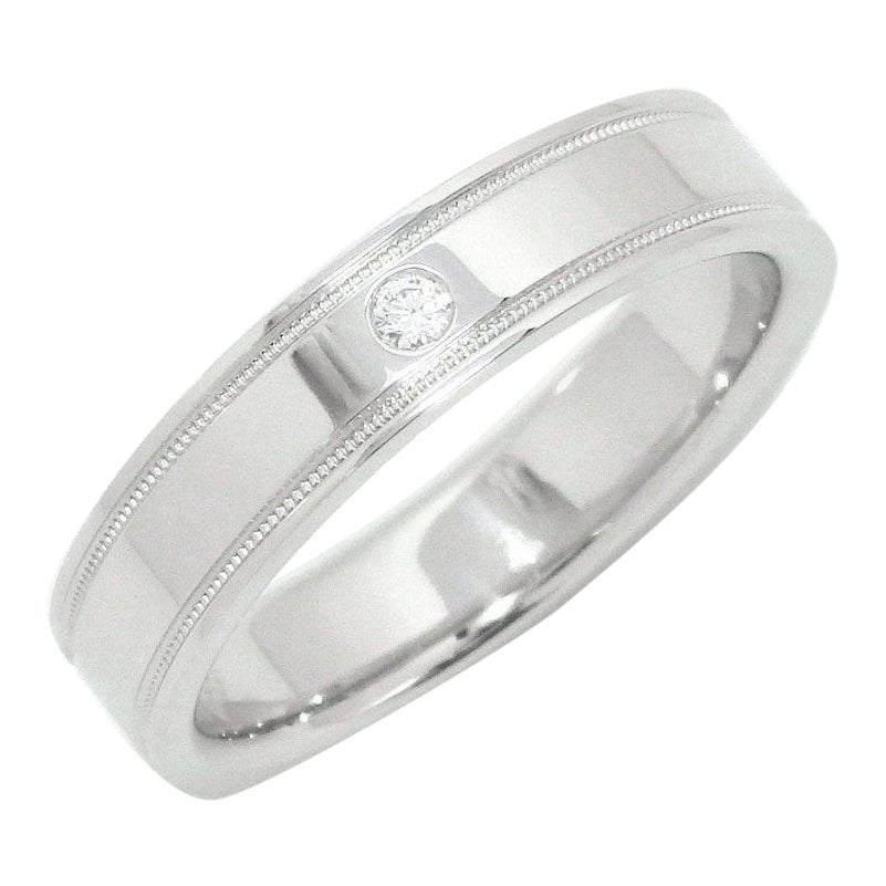 Tiffany & Co. Together Platinum Diamond Double Milgrain Band Ring 7.5 For Sale