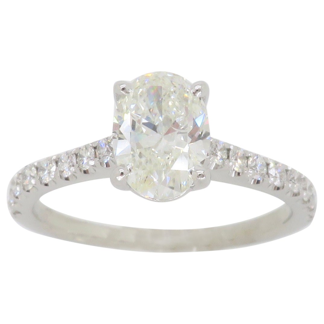 Simon G Diamond Engagement Ring in 18k White Gold For Sale