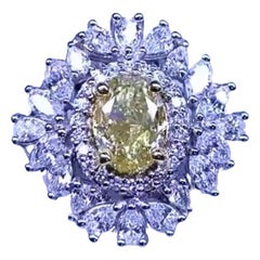 Amazing Gia Certified Fancy 2.04 Carats and Diamonds on Ring 