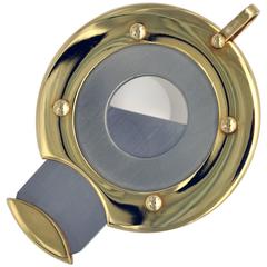 Yellow Gold and Steel Round Cigar Cutter