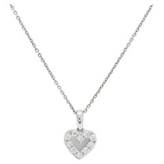 Everlasting Elegance: 18k White Gold Diamond Heart Pendant Size Small