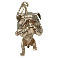 Vintage 9 Karat Gold Bulldog Large Charm Pendant Necklace