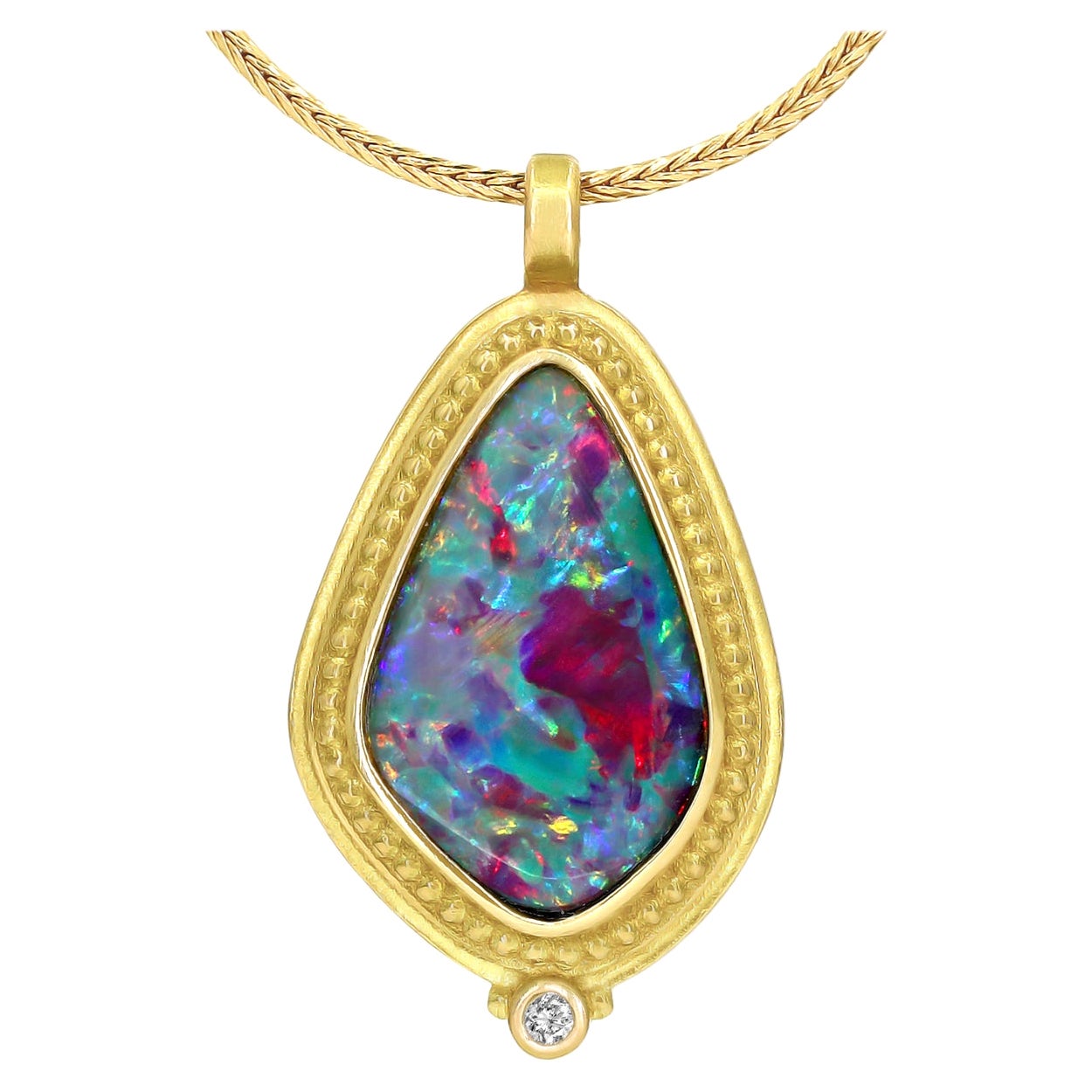 Freeform Australian Opal Pendant One of a Kind Gold Necklace, Barbara Heinrich