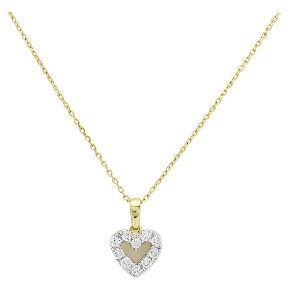 Natural Diamond 0.23 carats 18k Yellow Gold Diamond Heart Pendant 